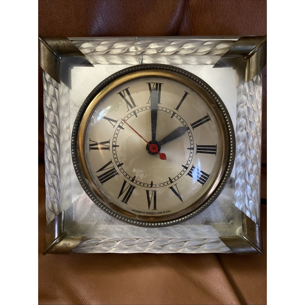 VINTAGE SESSIONS MODEL W MIRRORED ELECTRIC DESK / MANTLE CLOCK - RUNS GREAT!